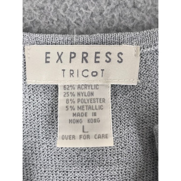 Express Tricot Formal Sweater Cami Set Size L Silver Metallic Flecks Long Sleeve - Picture 10 of 12